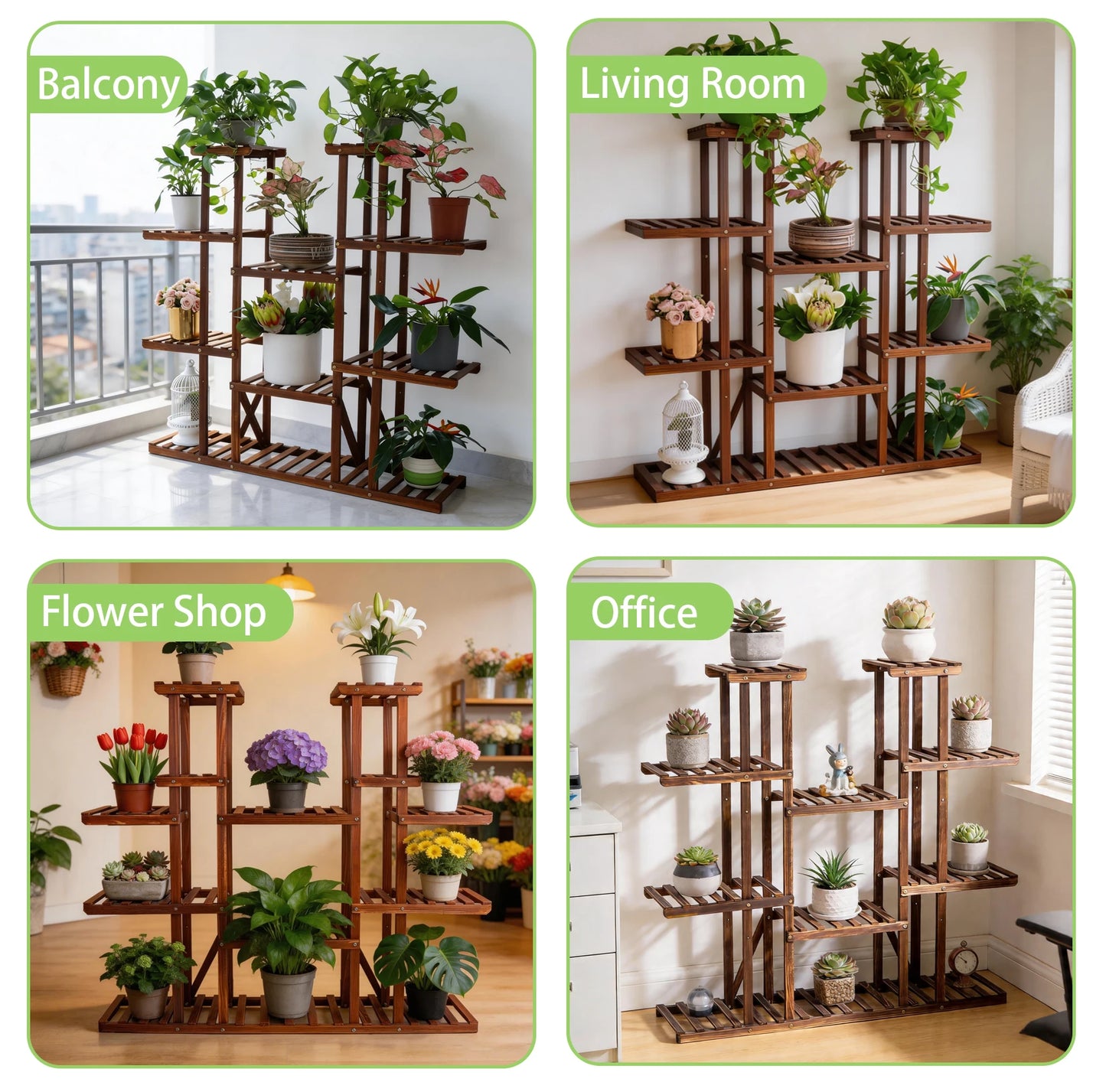 Wisfor Wooden Plant Shelf Multi Tier Stand For Indoor Outdoor