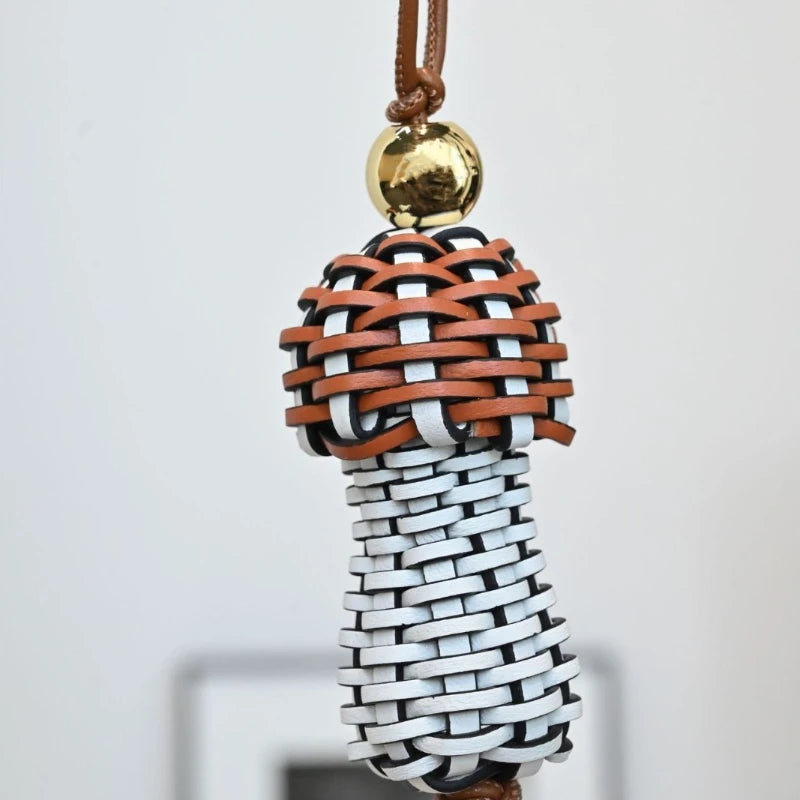 New Weaving Mushroom Ornaments Leather Bag Charm Keychain Bags Pendant Decoration High Luxury Girl Gift Bag Accessories