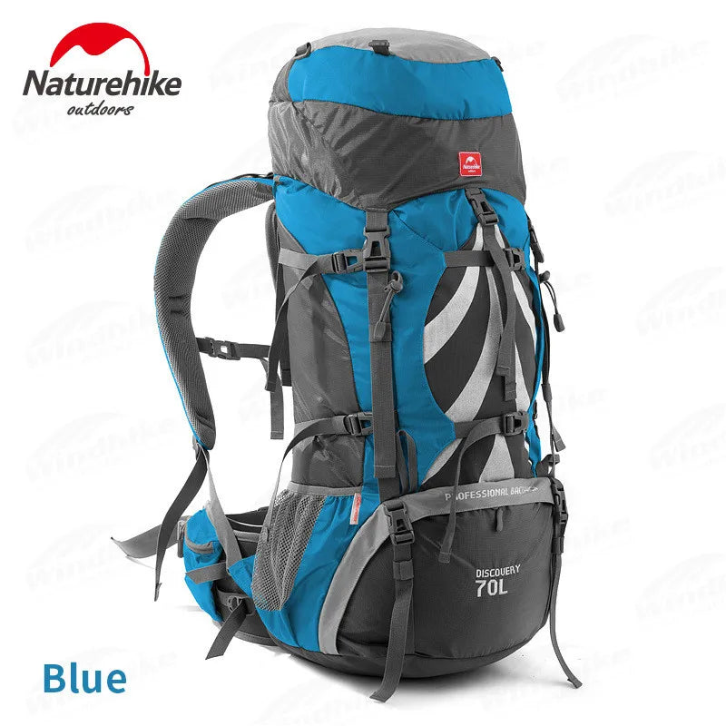 Naturehike Outdoor Backpack 70+5L Hiking Bag Rain Cover Nylon Sports Waterproof Camping Climbing Rucksack With Rainproof Cover