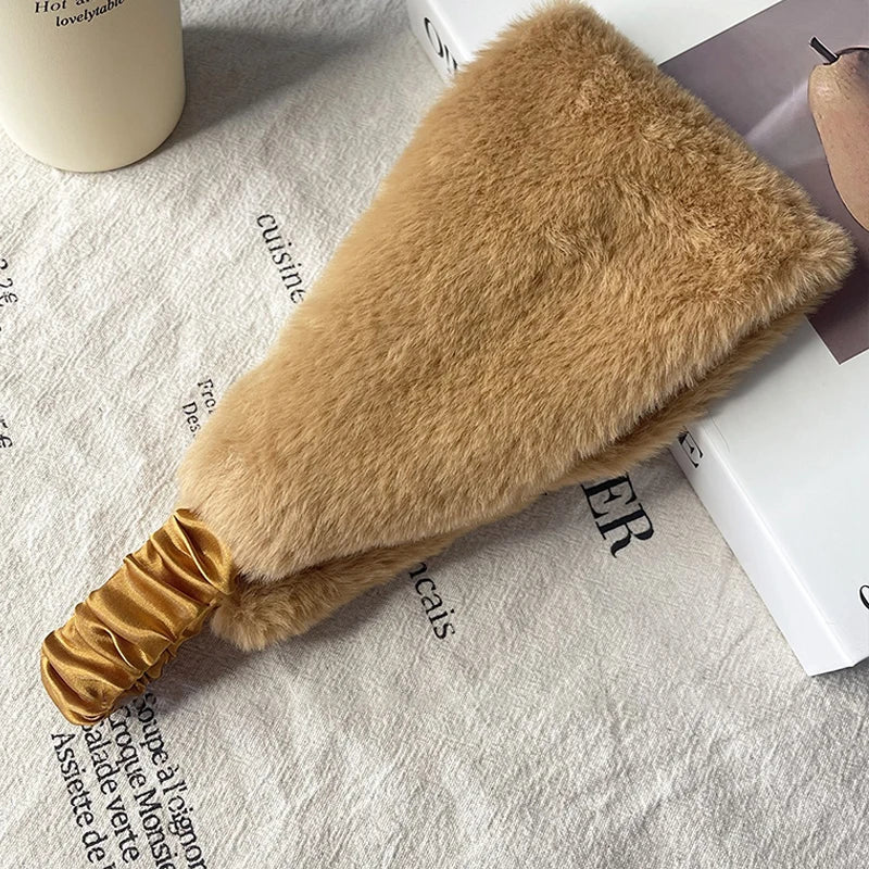 NONECN Fluffy Plush Headband Ear Warmer For Women Wearable