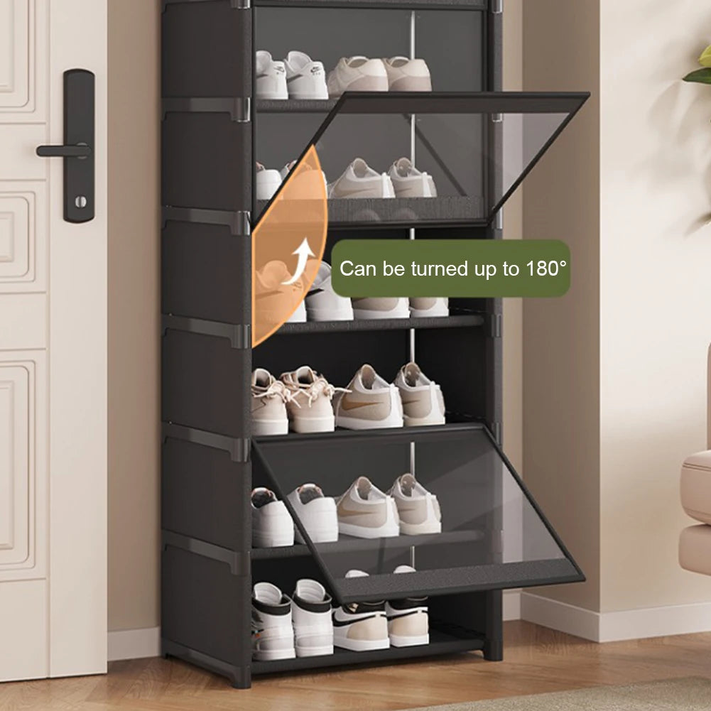 9 Tier Shoe Storage Cabinet 42cm/60cm Multi-Layer Shoe Rack Space Saving Vertical Stand Holder Dustproof Door Shoes Organizer