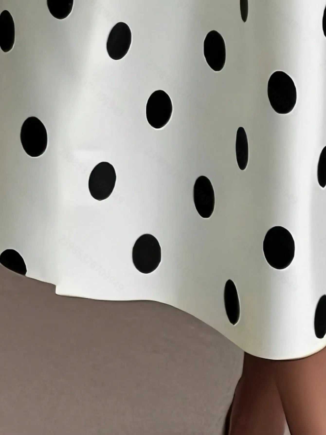 Elegant White Polka Dot Wrap Dress with Belted Waist and A-Line Skirt