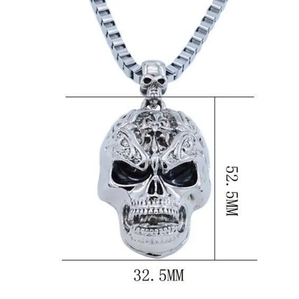 Vintage Gothic Evil Skull Pendant Necklace for Men and Women