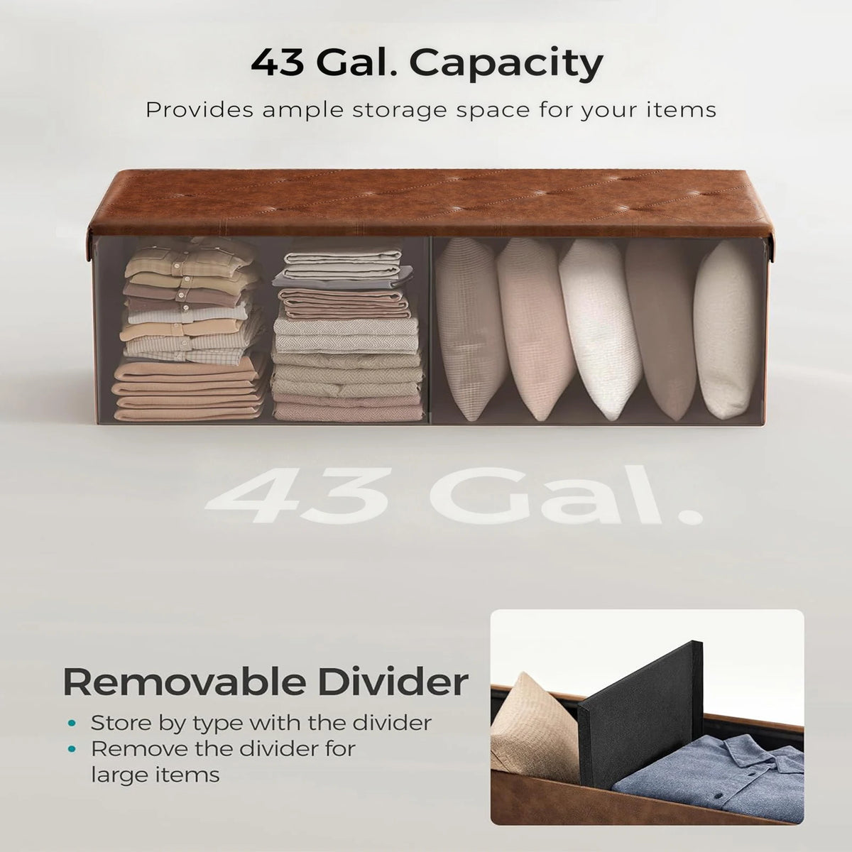 Sarenzoon Foldable Leather Storage Bench Ottoman For Home