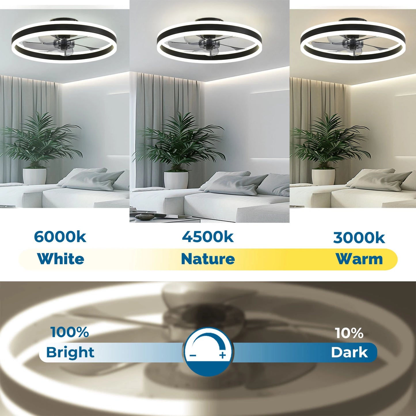 Orison Ceiling Fan With Remote Control Low Profile Flush Mount