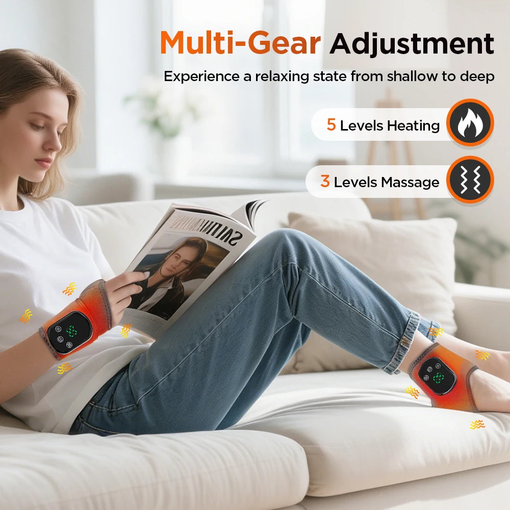 Electric Cordless Heated Ankle Wrist Guard Massager for Right Left Hand/Foot Vibration Massage Wristband Hot Ankle Joint Brace