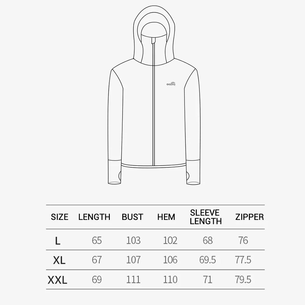 OhSunny Men Sun Protection Cooling Coat With Hood UPF50 Jacket