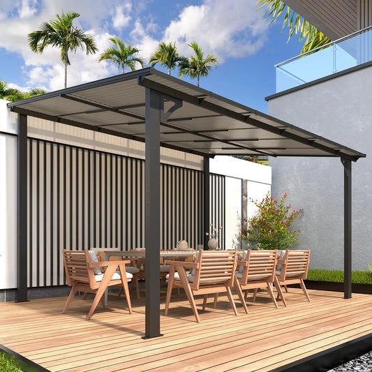 Wall Gazebo Hard Top Outdoor Patio Pergola