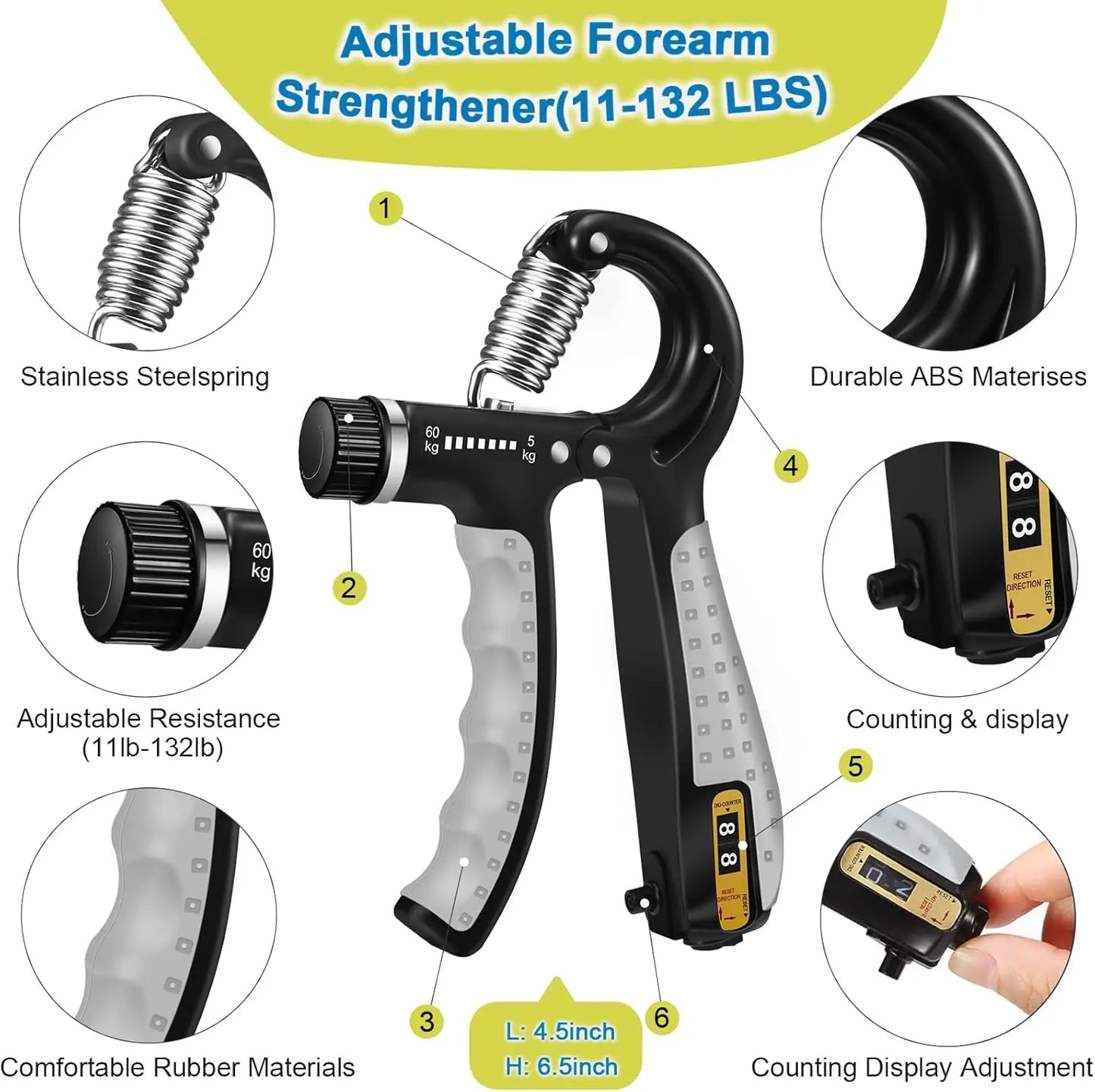 Hand Grip Strengthener Kit With Finger Exerciser For Forearm Training