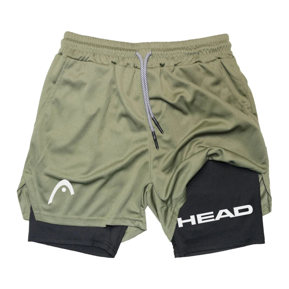 Mens Quick Dry Double Layer Running Shorts For Gym Training
