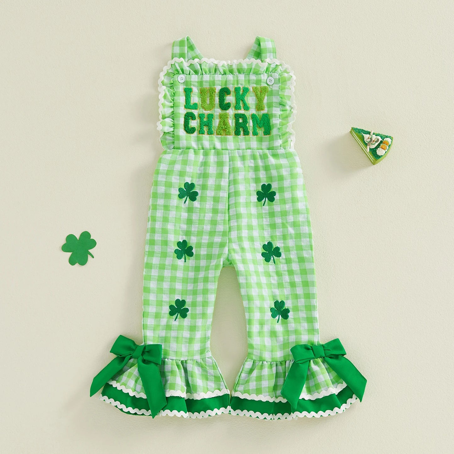Adorable Baby Shamrock Print Sleeveless Romper