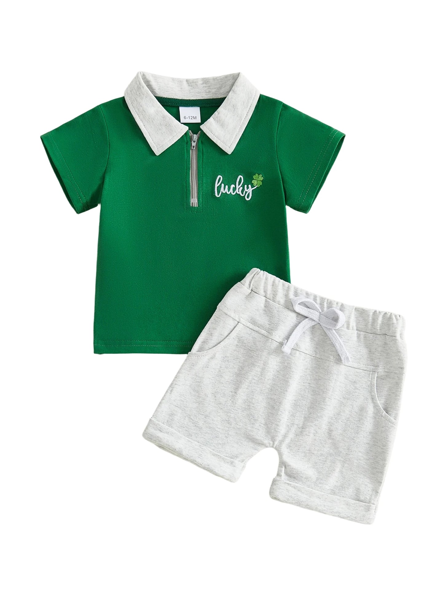 Baby Girls St Patrick Day Shamrock Print Top and Shorts