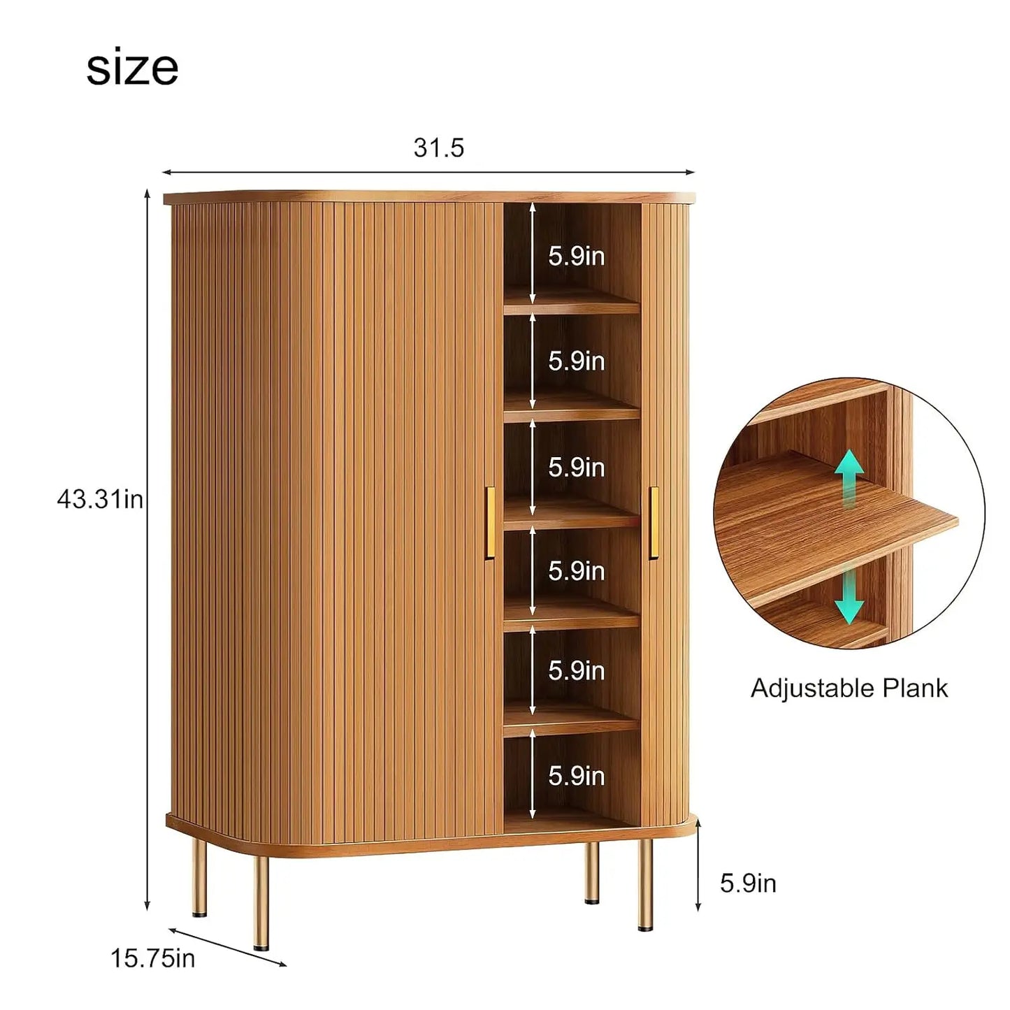 Shoe Storage Cabinet With Sliding Door 6-Tier Modern