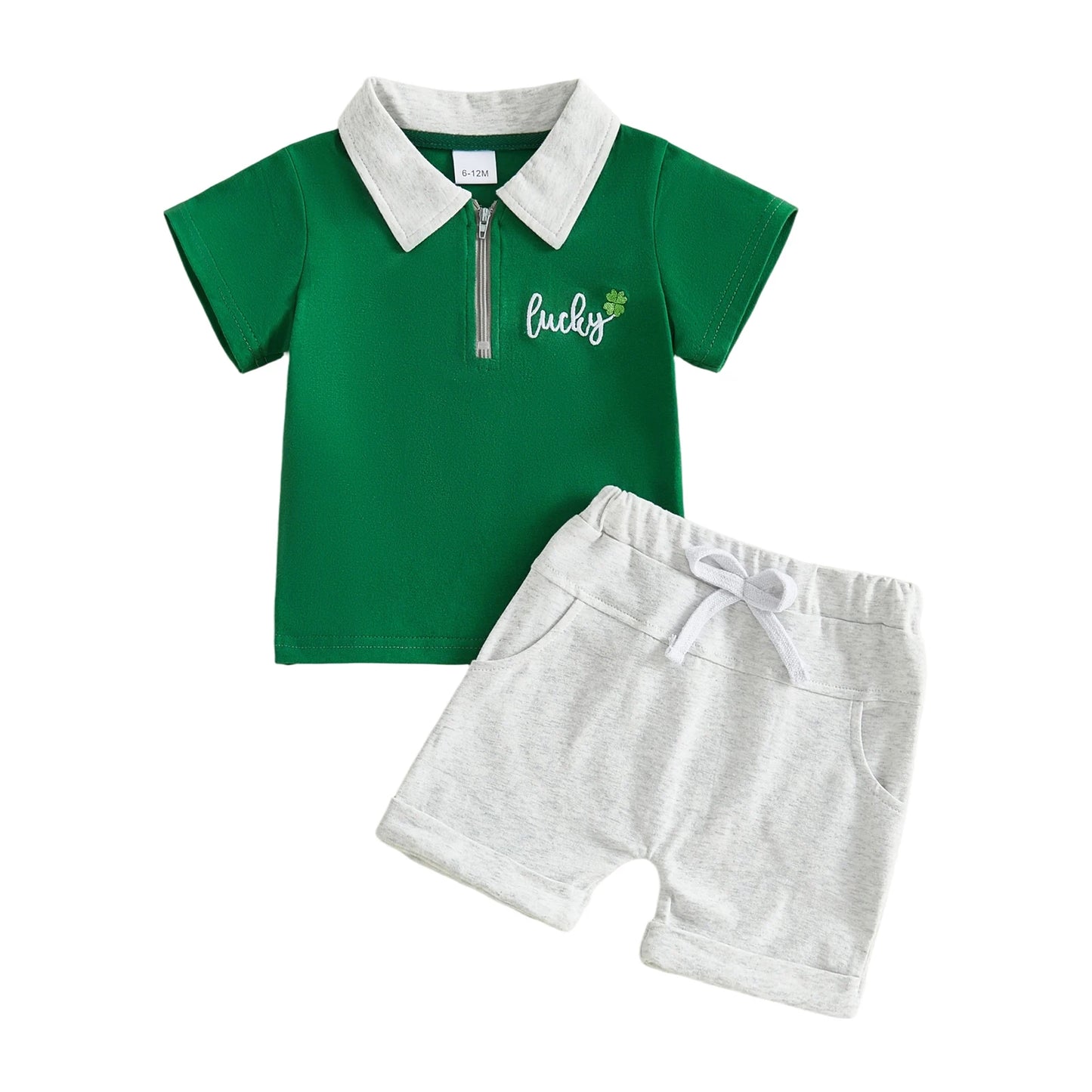 Baby Girls St Patrick Day Shamrock Print Top and Shorts