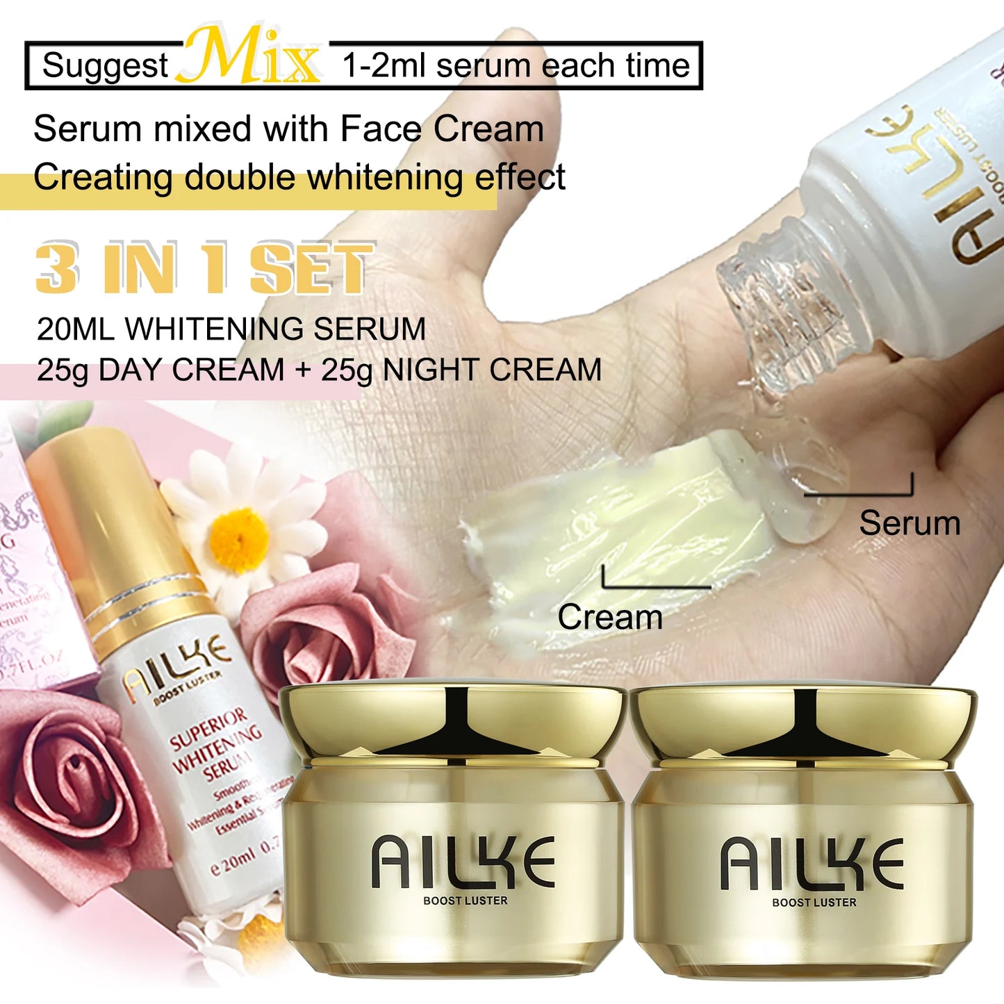 Whitening and Moisturizing Facial Cream, Naturally Brightens Skin Tone, Eliminates Dark Spots, With Nicotinamide Spf35+