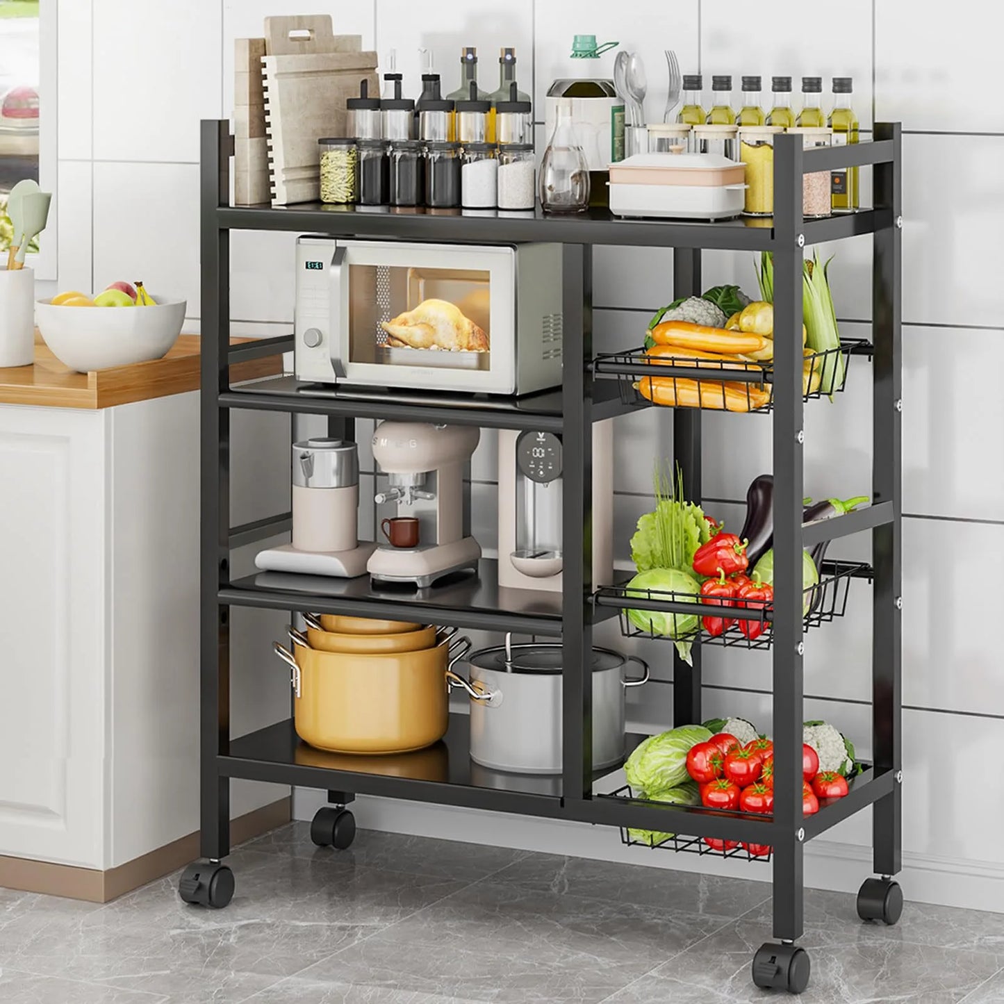 Removable Cabinet Storage Rack 4-Tier Metal Kitchen Organizer