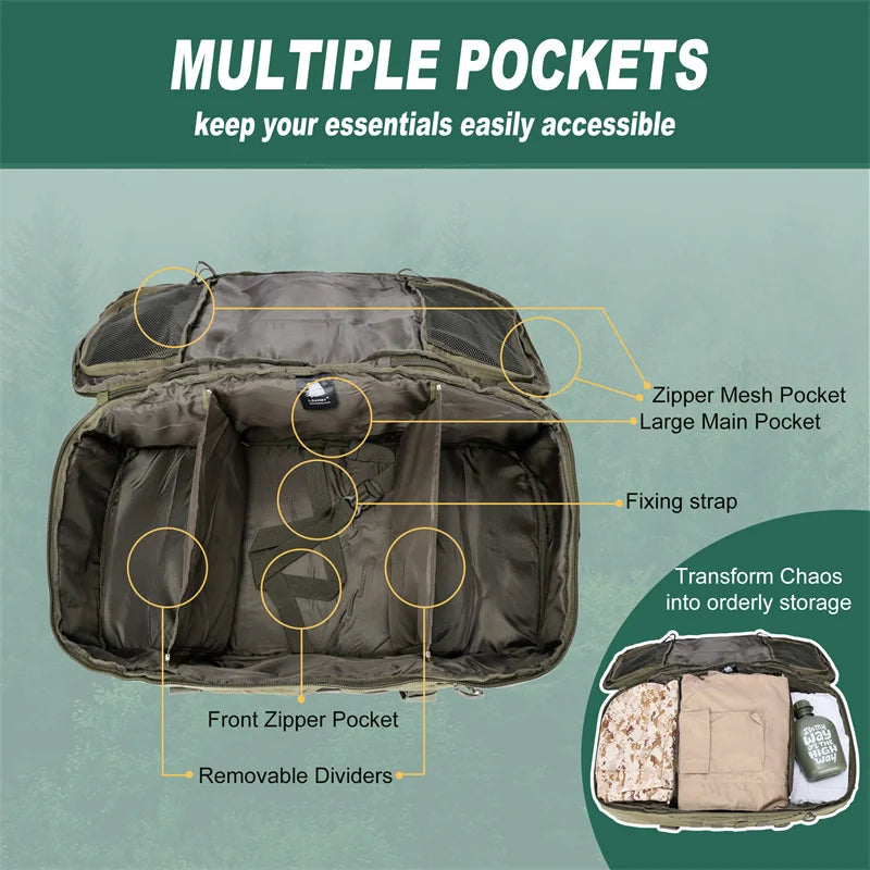 LQARMY MOLLE Tactical Backpack for Hiking and Camping