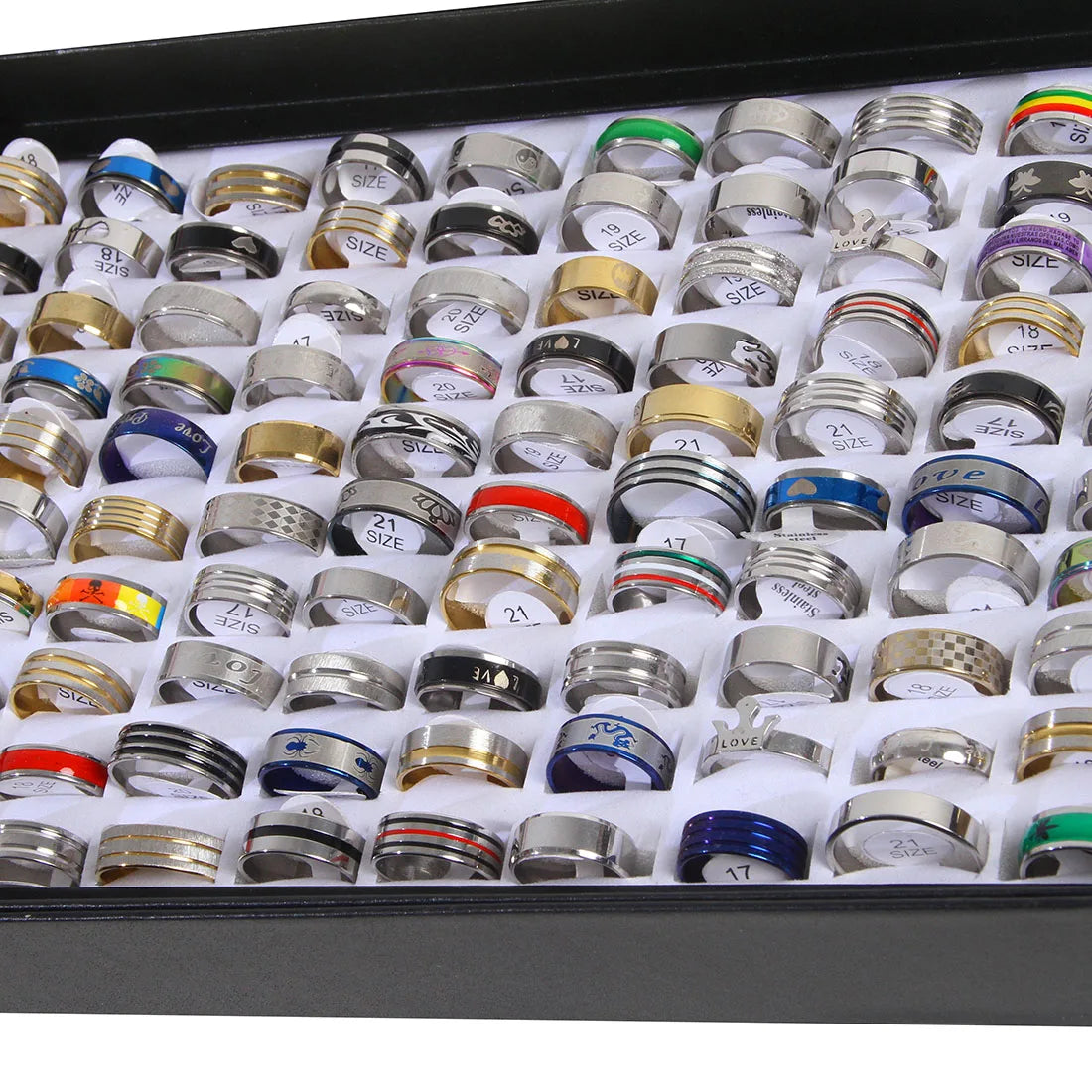 Stainless Steel Assorted Ring Set Unisex Bulk Jewelry