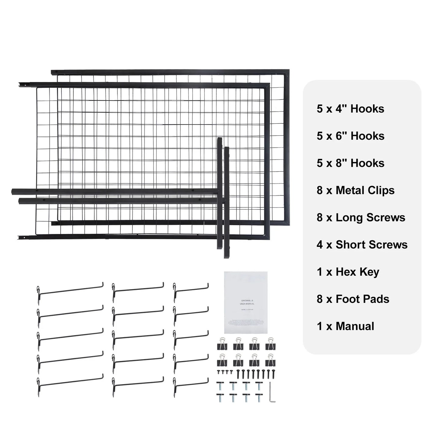 SucceBuy Grid Wall Panels Display Rack With Hooks Art Shows