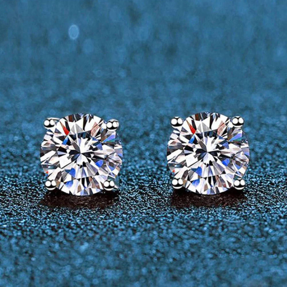 Angel Bola Moissanite Stud Earrings S925 Sterling Silver