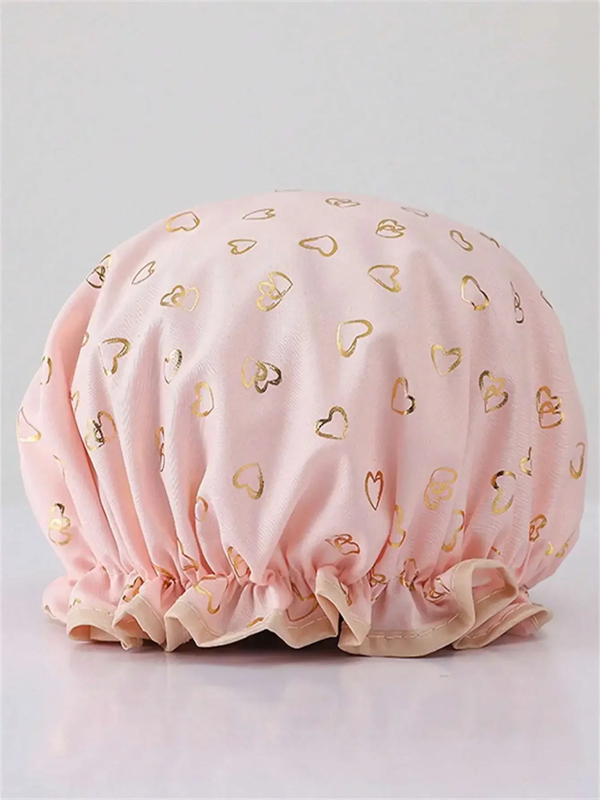 2026 2-Layer Waterproof Shower Cap, Fashionable Foil Heart Print