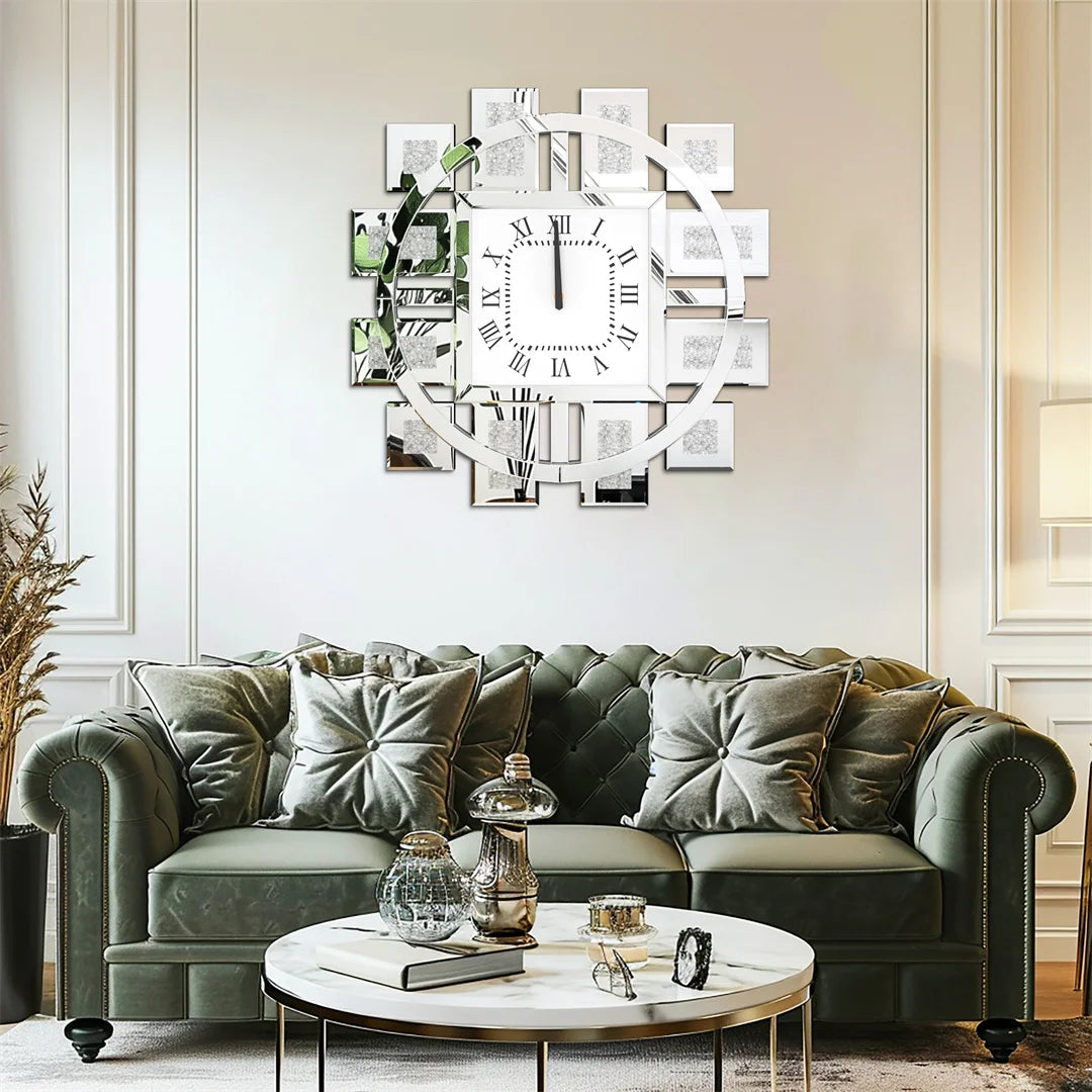 Decorative Crystal Crushed Diamond Inlay Battery Operated Wall Clock