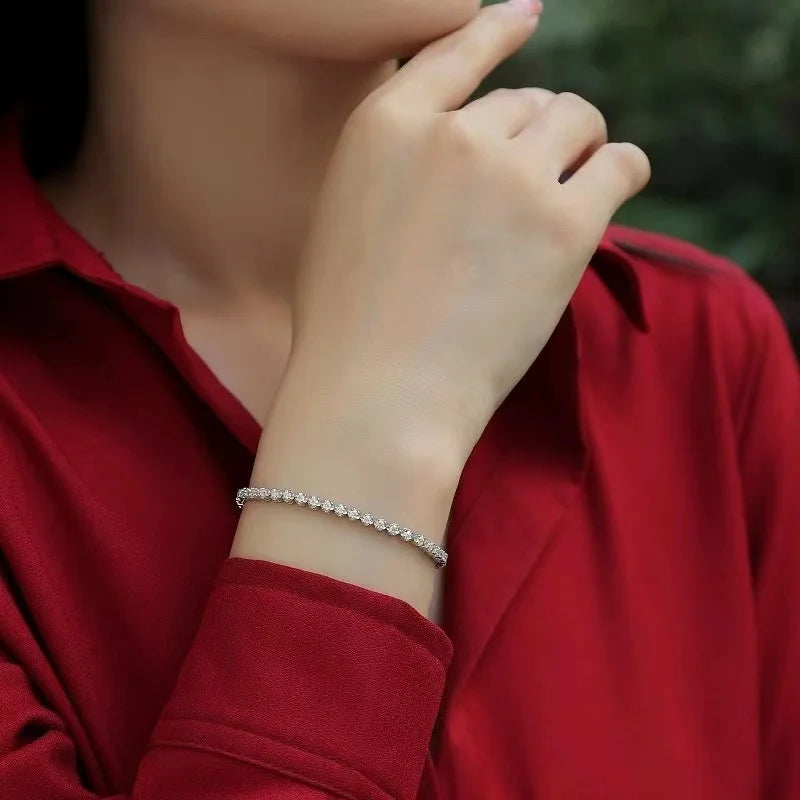 JIUZUAN Moissanite Tennis Bracelet 1.92ct 18K Gold Plated