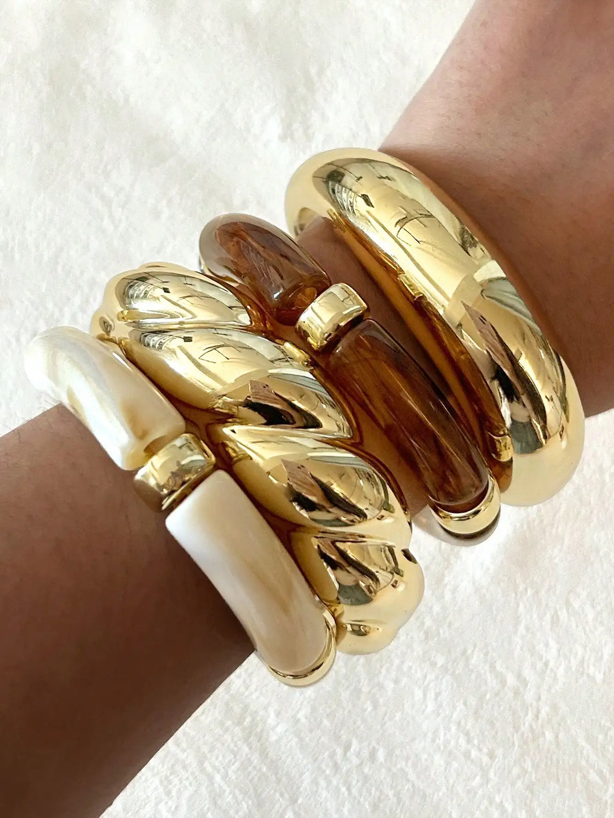 Vintage Minimalist Resin Acrylic Bracelet Bangle Set 4Pcs Stackable Women Daily Holiday Gift New Arrival 4PCS