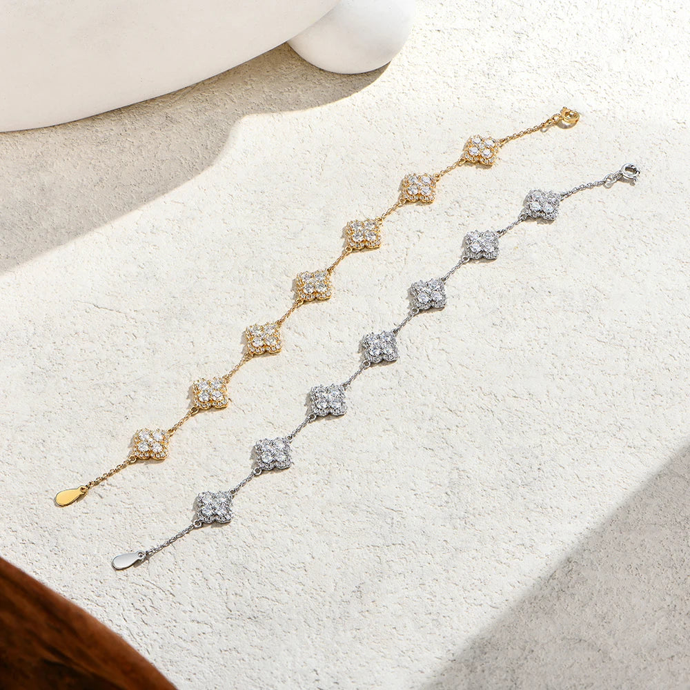 ATTAGEMSC Moissanite S925 Bracelet Yellow Gold Plated Women