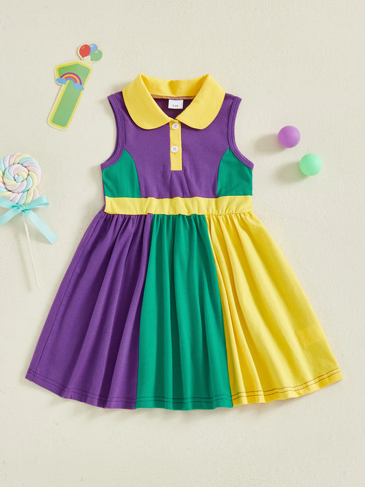 Toddler Girl Carnival Dress Sleeveless A-Line For Festive Celebration