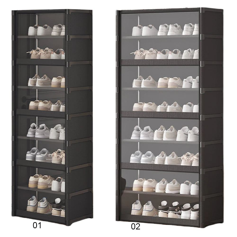 9 Tier Shoe Storage Cabinet 42cm/60cm Multi-Layer Shoe Rack Space Saving Vertical Stand Holder Dustproof Door Shoes Organizer